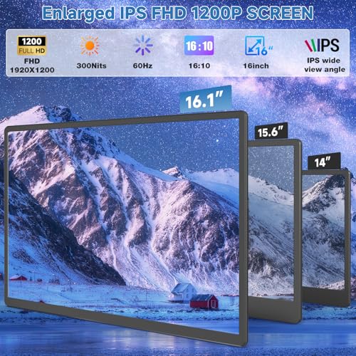 KEFEYA Laptop Screen Extender, 16.1” FHD 1080P IPS Dual Laptop Monitor Extender, Portable Monitor for 13-17.3” Laptops, Plug & Play Dual Screens for Windows/Mac/Android with USB C/HDMI Port