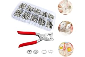 100 Sets Silver Snap Fastener Tools,Granmagazz Hollow Five-Prong Snap Buttons,Five Claw Button Set, Metal Snaps Buttons with 