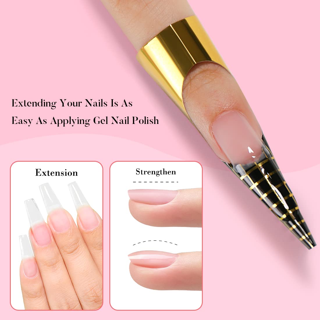 AIMEILI Clear Building Nail Gel Hema Free Builder Base for Nail Repair Nails Extension Nail Strengthen, No Need Slip Solution Quick Extension Gel - Image 5