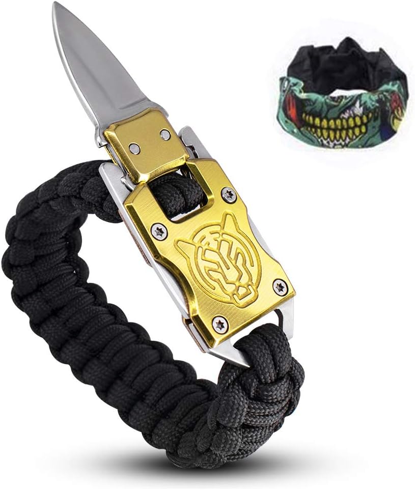 24kmagic Outdoor Camping Survival Bracelets Outdoor Hiking Travelling Hunting Gear Emergency Tactical Parachute Rope Bracelet with Packet Knife