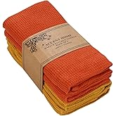 ACCENTHOME 100% Cotton Waffle Weave Kitchen Towel Set of 4 Super Soft Absorbent Tea Towels | Durable Cleaning Dish Cloths & Quick Drying Dishes Rags 18x26 inches in Rust/Mustard Color