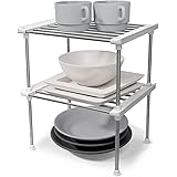 carrotez Cabinet Organizer Shelf, Set of 2 Stackable Kitchen Counter Shelves, Cabinet organizers and Storage, Pantry Storage 