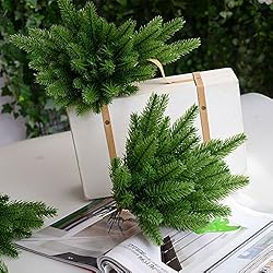 wonuu 25pcs Artificial Pine Green Leaves Needle