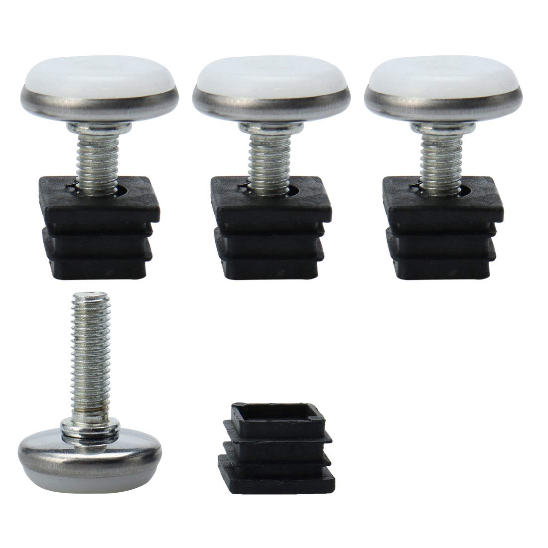 sourcingmap Adjustable Feet 20 x 20mm Inserts Furniture Table Glide 4 Sets