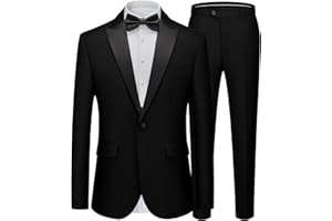 WEEN CHARM Men's Suits Slim Fit 2 Piece One Button Blazer Jacket Wedding Prom Tuxedo Pants Set