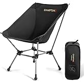 Camptime Portable Camping Chair Plus, Larger & Roomier, Compact and Lightweight, Folding Chair for Backpacking & Hiking, 330Lbs Capacity, Black