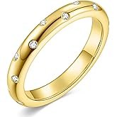 LOIPURI Moissanite Eternity Band Rings for Women, 14K Gold Plated D Color VVS1 Moissanite Stackable Engagement Ring, Non Tarnish Eternity Wedding Band, Birthday Jewelry Gifts for Her Size 5-10