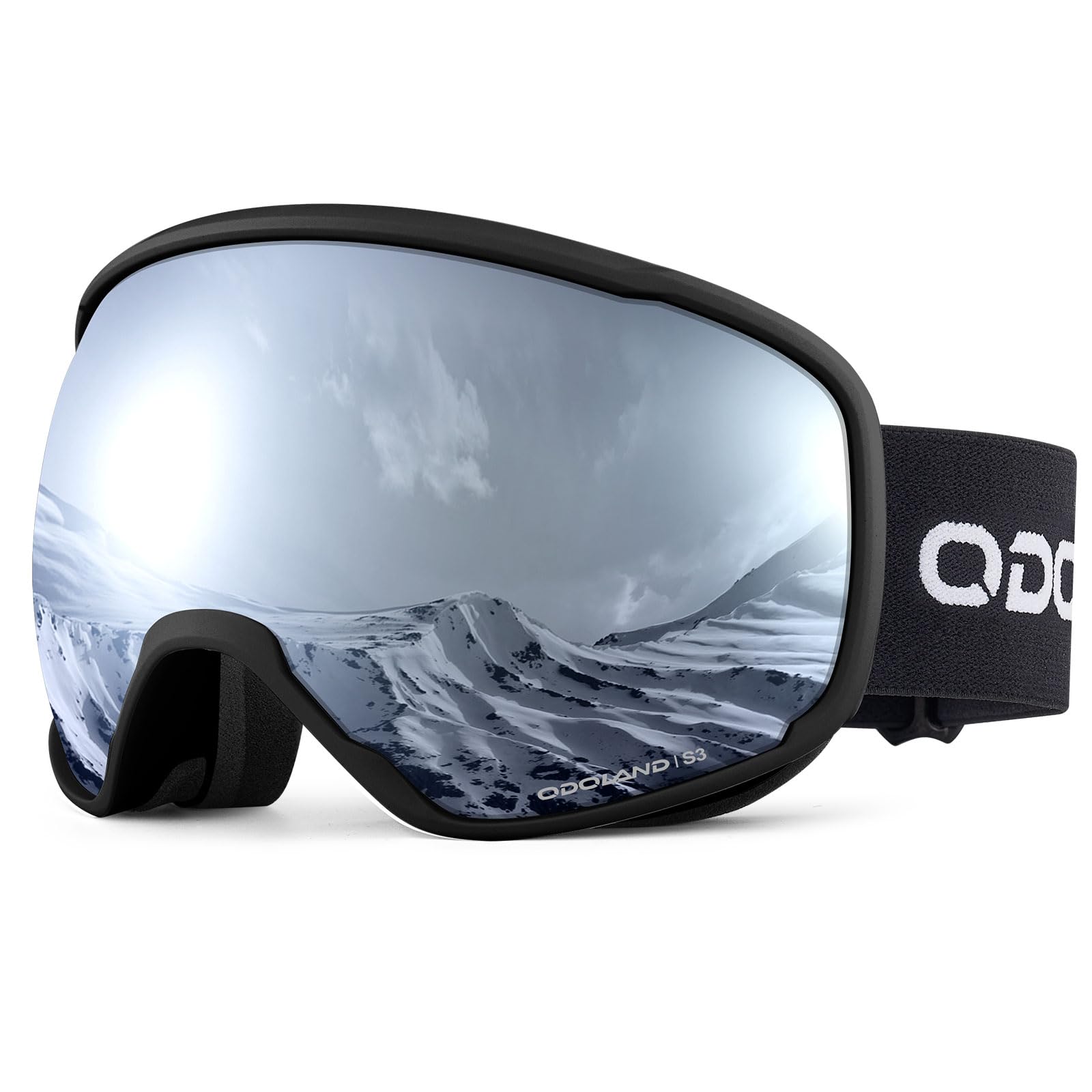 Odoland OTG Ski Goggles with Anti-fog, Anti-glare Lens UV400 Protection Adult Snow Goggles, Double Spherical Goggles for Skiing Skating Snowmobiles and Snowboards Suit Men and Women BS