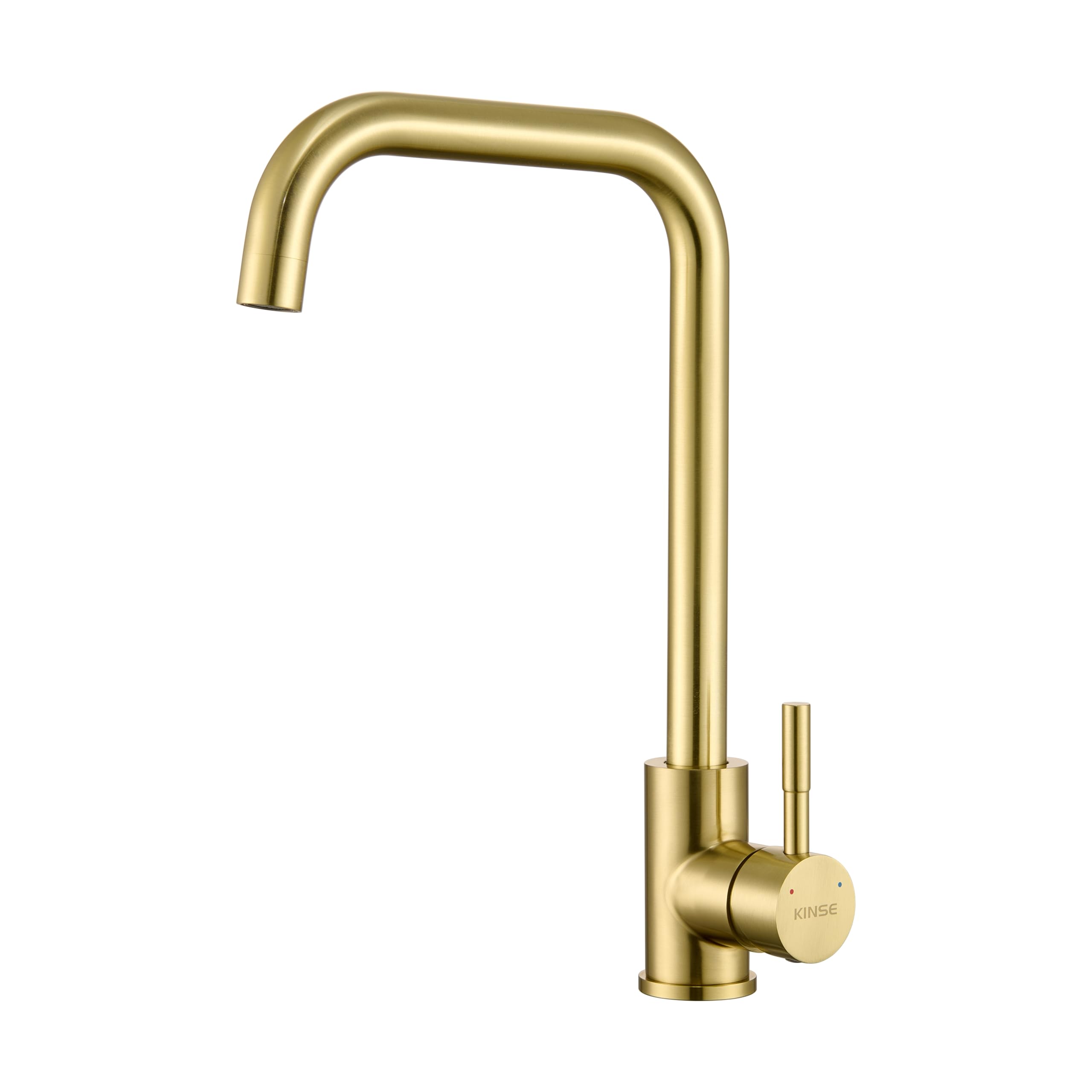KINSE Kitchen Mixer Tap, 360° Swivel Kitchen Sink Faucet, Stainless Steel, Single-Handle, Gold