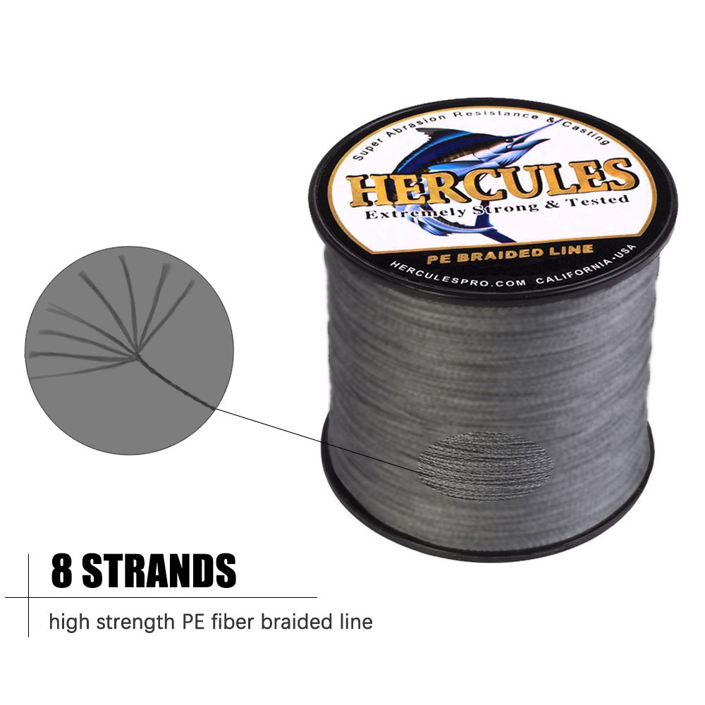 328yds M Hercules編組釣りライン300 10lbs 300lbs 1 mm 300lb 136 1kg グレー B0791df1kq 8ストランド Dyneema Pe ライン １着でも送料無料 Anoual Ma