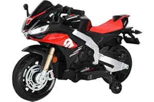 HEIMILI 12V Battery Powered Kids Electric Motorcycle with Remote Control, Small Size Motorcycle with Side Wheels, Button Start, Pedal, Mp3, Ride On Motorcycle Toy for Kids 3-6 Years (black-small size)