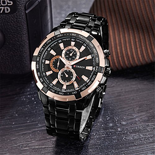 Curren - Reloj de pulsera analógico de cuarzo para hombre, correa de acero inoxidable impermeable - Imagen 6