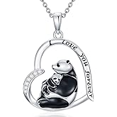 Cargari Animal Necklace 925 Sterling Silver Cow/Panda/Elephant/Monkey Mother Daughter Necklace Anniversary Animal Jewelry Mother's Day Gifts