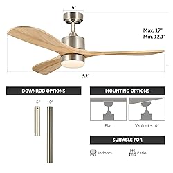 VONLUCE Ceiling Fans with Lights, 52 Inch Ceiling
