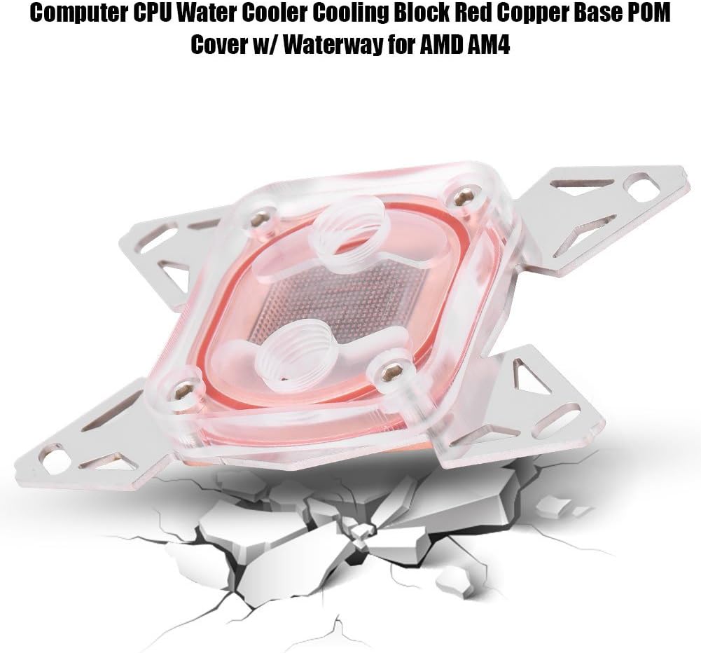 CPU Water Cooling Block, Universal G1/4" Thread Computer CPU Water Block with POM Cover for AMD AM4, Waterblock Red Copper Base - Image 3