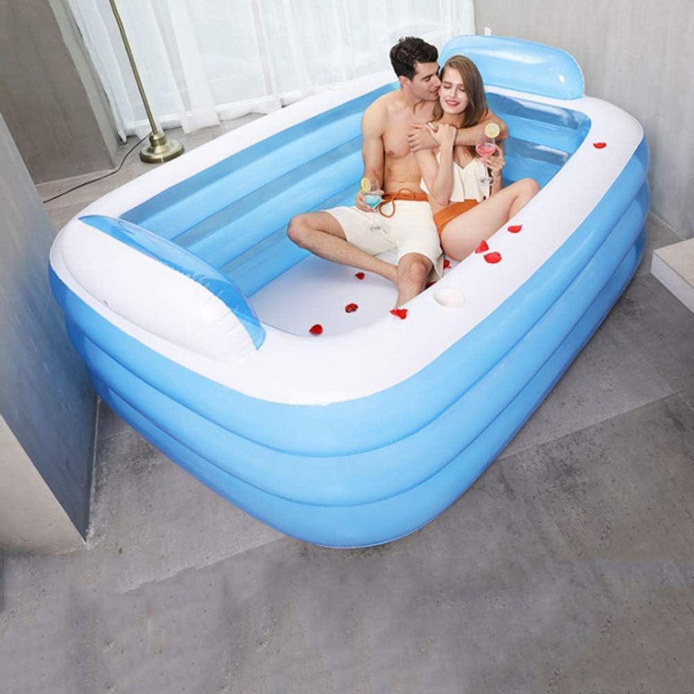 ZHKGANG Inflatable Swimming Pool Double Bath Three-layer Thickened Adult Insulation Pool Baby Bath Special System Is Not Afraid Of Pressure,Blue-180 * 140 * 60cm
