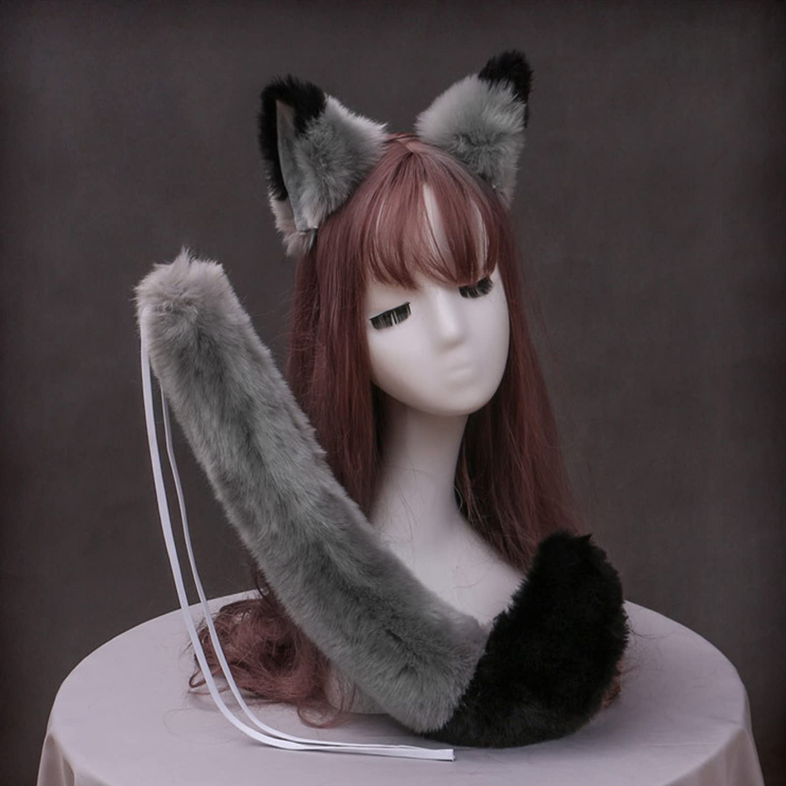 Cosplay Fox Wolf Cat Fancy Dress Faux Fur Fox Ear Tail Set Animal Cat Ear Headband Adjustable Sexy Hair Clips Party Props for Women Girls Halloween Costume, Cosplay and Animal Themed Party
