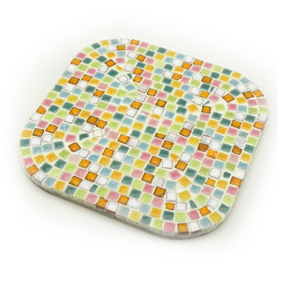 DIY Mosaic Coasters kit, 4 Pieces Glazed White red