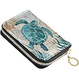 MOYYO RFID Kreditkartenetui Leder - Mit Reißverschluss Und Pfau Design