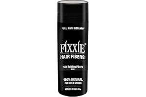 FIXXIE, FIXXIE Hair Building Fibers BLACK for Thinning Hair 27.5g Bottle, Hair Fibre Concealer for Hair Loss for Men and Women, Naturally Thicker Looking Hair with Keratin Hair Fibers