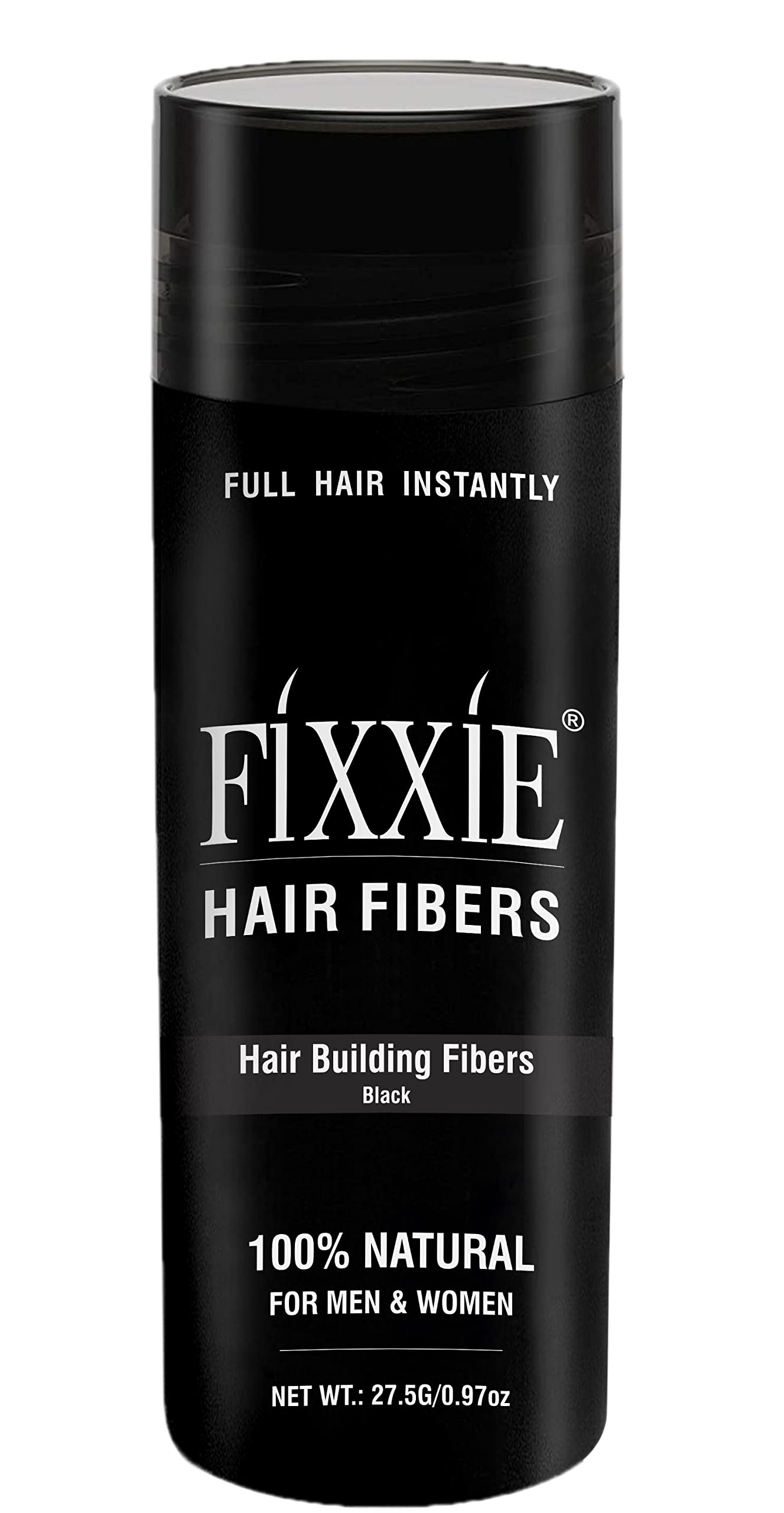 FIXXIE Hair Fibres BLACK for Thinning Hair 27.5g Bottle, Hair Fibre Concealer for Hair Loss for Men and Women, Naturally Thicker Looking Hair with Keratin Hair Fibers.