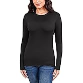 HUGE SPORTS Thermal Shirts for Women Long Sleeve Fleece Tops Workout Running Base Layer Slim Fit Cold Weather Gear