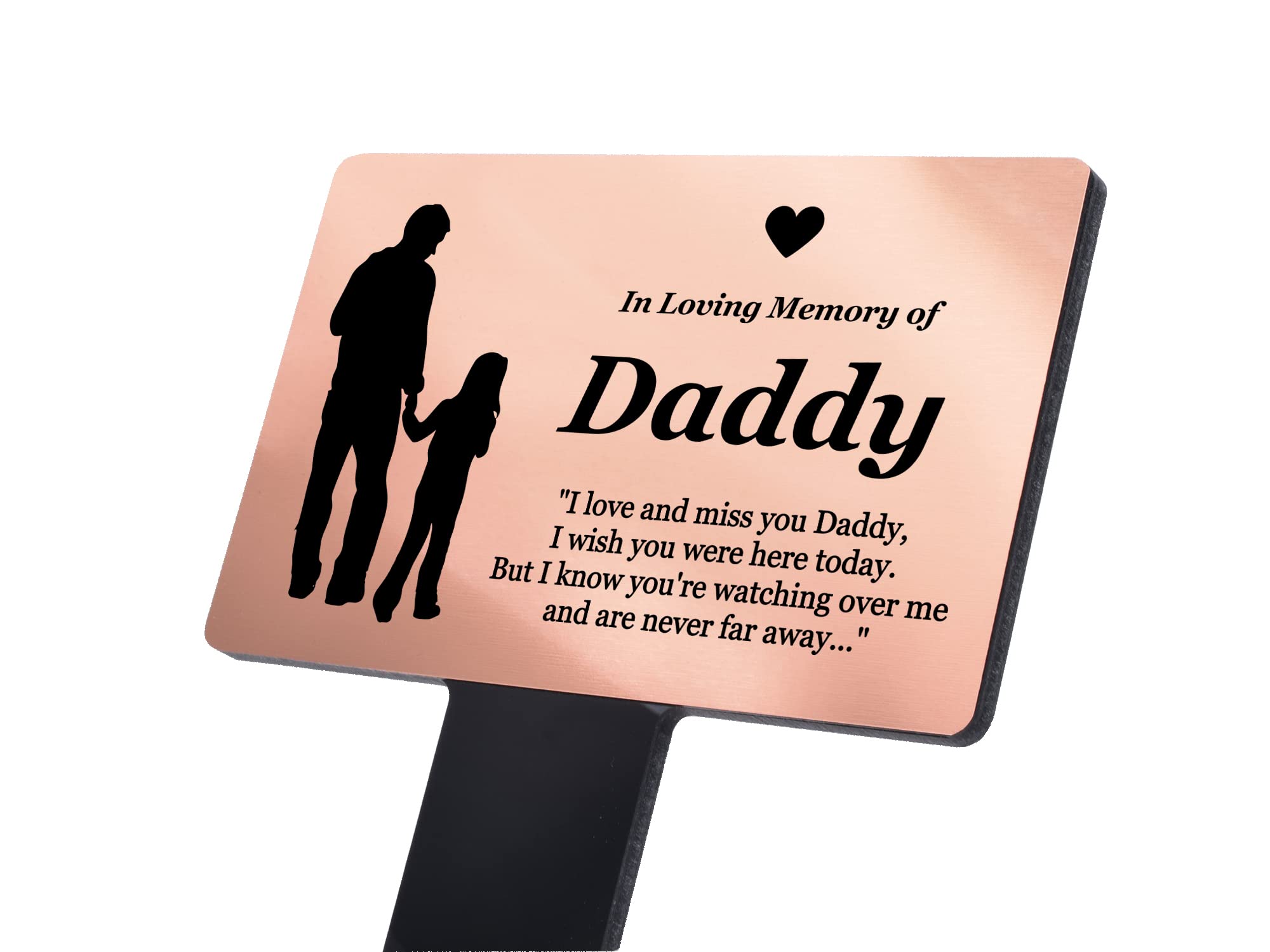 In Loving Memory of Daddy - Engraved Memorial Stake with poem and (daughter) illustration (Gold/Silver/Copper or Black & White Plaque) (Copper)