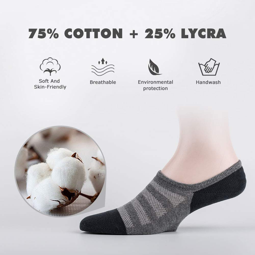 SIXDAYSOX Cotton No Show Socks for Men & Women 8 Pairs Invisible Low Cut with Non Slip Sports Ankle Socks for Trainers, Size 6-11 (8 Pairs Mix3, US Size 6-11/ EU Size 37-46)