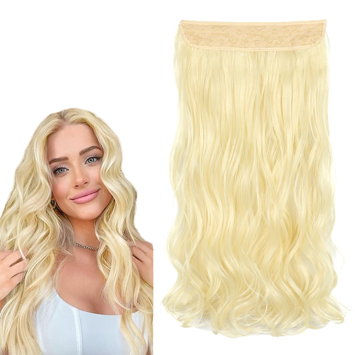 prinfantasy Hair Extensions No Clip in Long Wave Hair Fiber Line Metal buckle Adjustable Hair Pieces for Party Cosplay Costume Daily Resistant Fiber Hair,MW238 — image 1