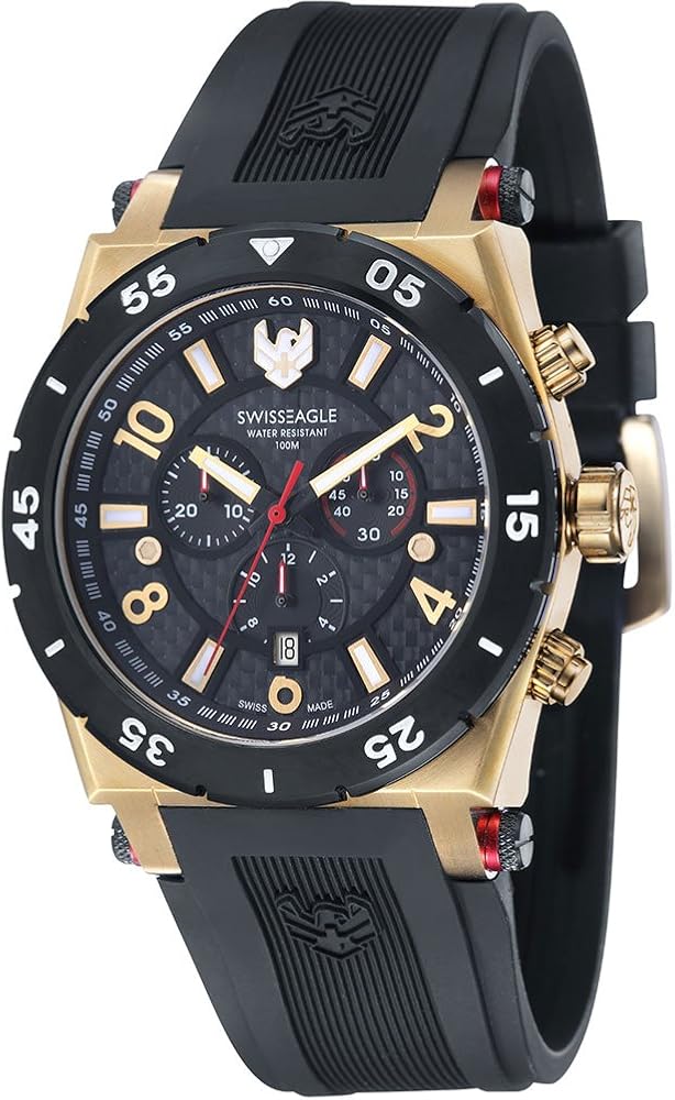 Swiss Eagle Quartz Watch svitzer Black 46 MM Amazon.co.uk Watches