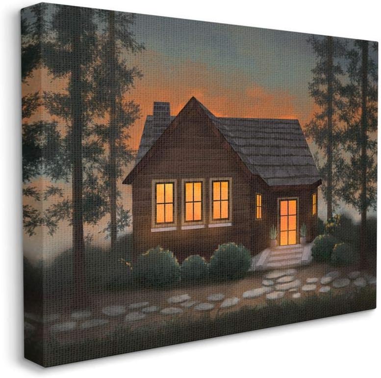 Paintings - Stupell Industries Cabin In The Woods Country Landscape Painting, Designed by Ziwei Li Wall Art, 24 x 1.5 x 30, Canvas