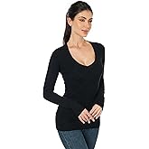 AmélieBoutik Women Crew Neck Knit Front Plaid Long Sleeve Slim Fit Sweater Top