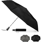 totes Portable Umbrella for Travel – Compact for Car, Backpack and Purse – Windproof, Strong, UV Sun Protection, Water-Repellant, Foldable On-the-Go Umbrella with One Touch Open/Close