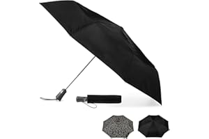 totes Portable Umbrella for Travel – Compact for Car, Backpack and Purse – Windproof, Strong, UV Sun Protection, Water-Repellant, Foldable On-the-Go Umbrella with One Touch Open/Close