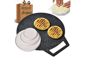 12" Budare for Arepas (Thin) + Molde para Arepas (5.9", 4.3", 3.1") – Plancha para Arepas Colombianas y Venezolanas – Budare 