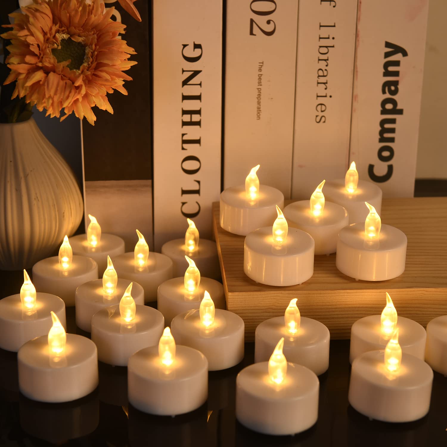 Photo 1 of Tea Light, 150 Pack Flameless LED Tea Lights Candles Flickering Warm Yellow 200+ Hours Battery-Powered Tealight Candle. Ideal for Party, Wedding, Birthday, Gifts and Home Decoration (150 Pack)