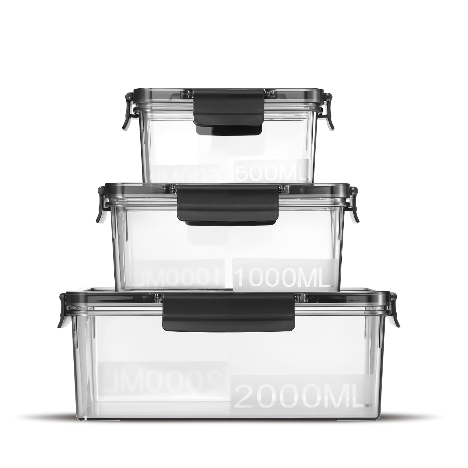 Photo 1 of ***MATERIAL IS NOT STRONG WILL BREAK EASY*** Eclirgan Food Containers with Lids/Lock,Rectangle Food Container Set with Leakproof/BPA Free,Clear Freezer Storage Set for Lunch/pantry/Travel/Deli Food(16/33/67 OZ)