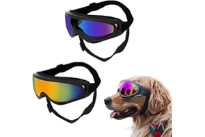 Dog Sunglasses – Set of 2 (Red & Blue) – Adjustable Straps, Foam-Padded TPU Frame, PC Lenses – UV Protection, Windproof, Dust