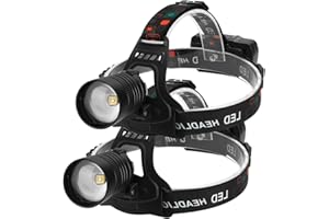 BAILINGHAI LED Rechargeable Headlamp,100000 Lumens Headlamps for Adults Rechargeable, Super Bright Head Lamp with 2 * 3 Lighting Modes, 90° Adjustable USB Rechargeable Zoom Headlamp for Camping Hiking