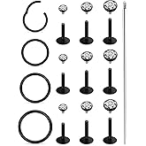 Xnsjeyy 18G 16G Internal Thread Flat Back Earrings Nose Studs 316L Surgical Steel Tragus Forward Helix Conch Cartilage Lobe Earrings Stud Medusa Labret Lip Ring Piercing Jewelry Hoops For Women Men