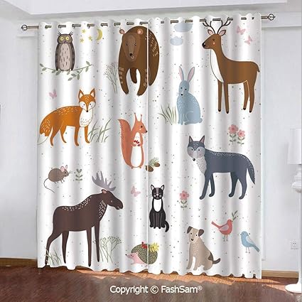 Amazon Com Best Home Fashion Blackout Curtains Cute Animals In