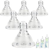 Silicone Nipples for Dr. Brown's Level 2 Narrow Baby Bottle, Medium Flow, 3m+, 6 Count