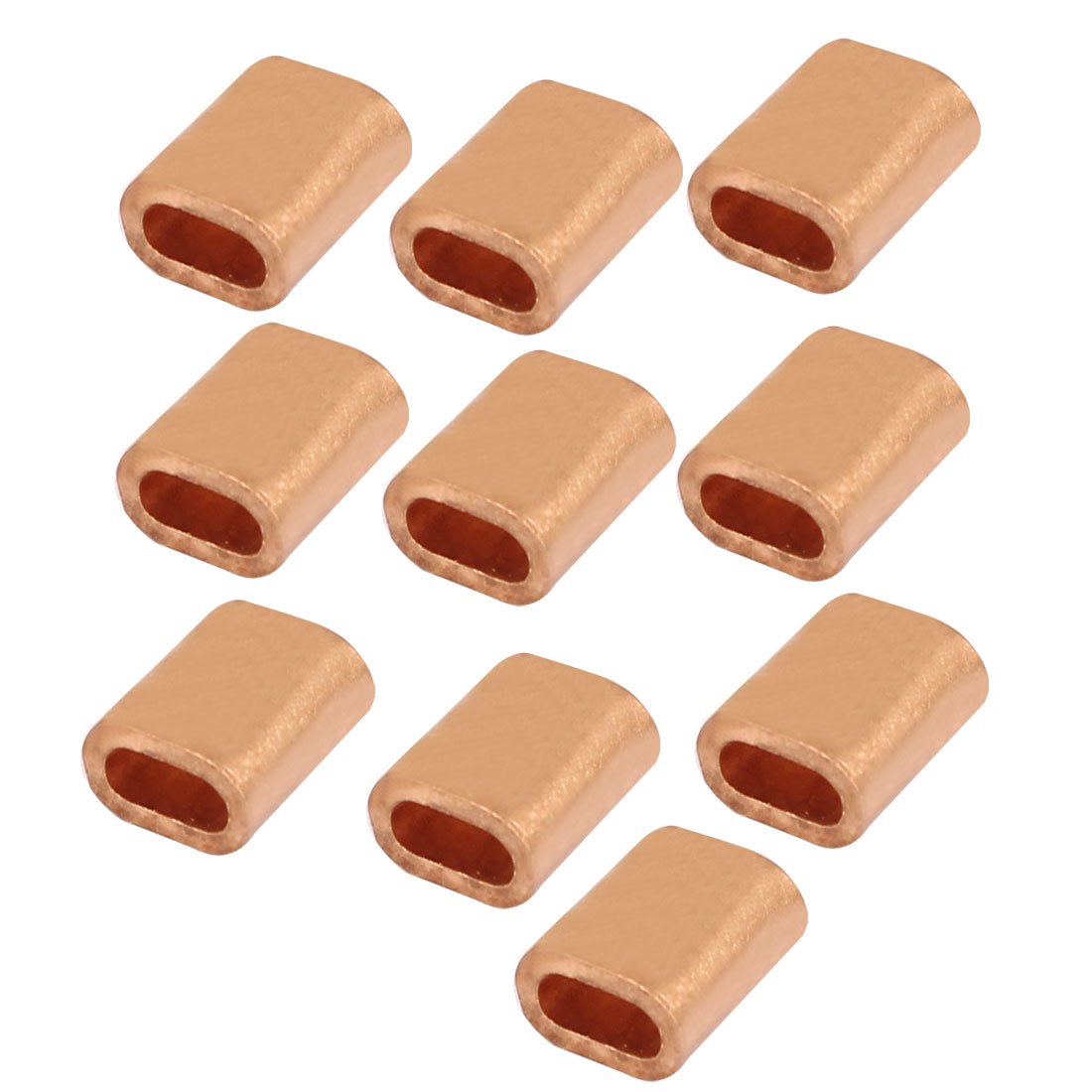 Sourcingmap 6.5mm x 3mm Hole Flat Wire Rope Clip Clamp Copper Ferrules 10 Pcs