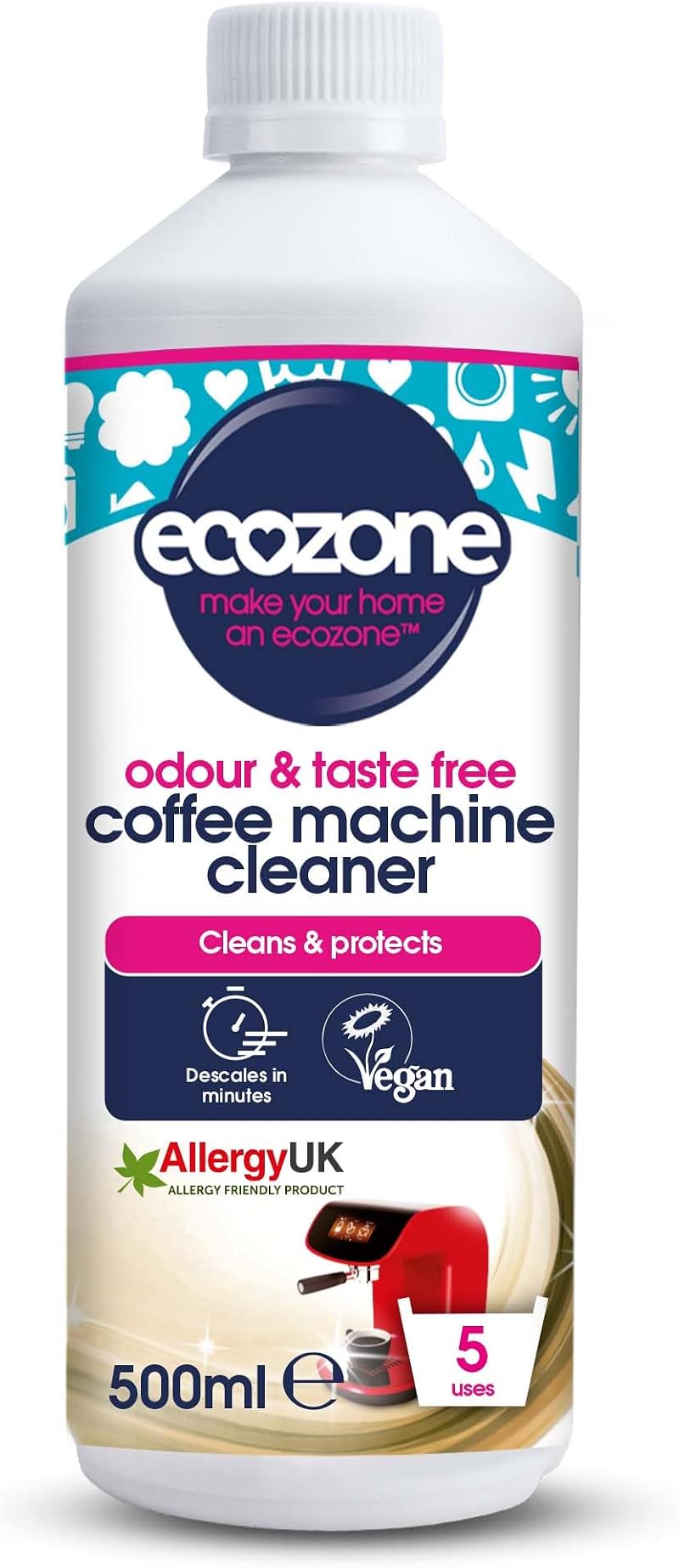 Ecozone Coffee Machine Cleaner and Descaler 500 ml - 5 Applications