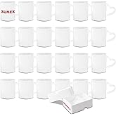 Sumex 11oz Set of 24 Sublimation Blanks White Ceramic Coffee Mug with Heart Handle for Tea, Milk, Latte, Hot Cocoa