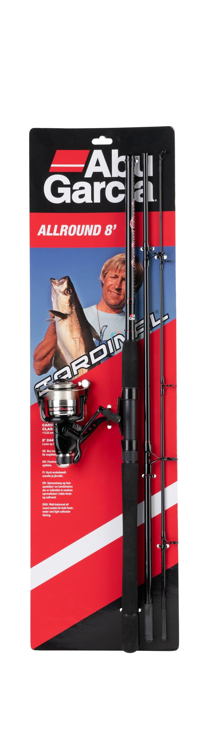 Abu Garcia Cardinal All-Round 3-Piece Rod with Classic 40 Rear Drag Fishing Reel - Black, 8 ft