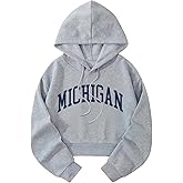 Hilinker Womens Graphic Long Sleeve Cropped Hoodies Drawstring Hooded Sweatshirt