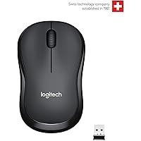 Logitech M221 Wireless Mouse, Silent Buttons, 2.4 GHz with USB Mini Receiver, 1000 DPI Optical Tracking, 18-Month Battery Life, Ambidextrous PC/Mac/Laptop - Charcoal Grey