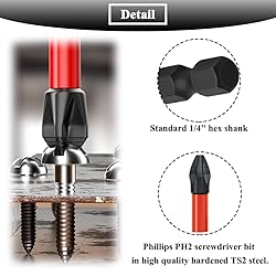 Teocpai 20PCS 25mm Phillips Screwdriver Bits PH2