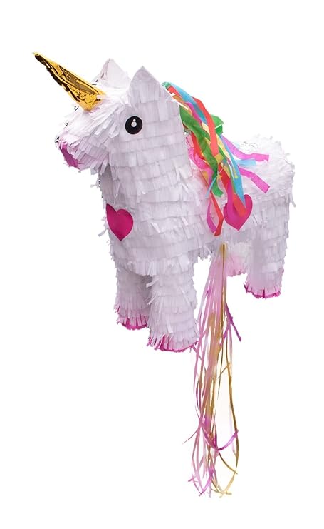 Goodtimes Einhorn Pinata Weiß/Gold, 47cm hoch, zum Befüllen mit Süßigkeiten, als Geschenkidee für Geburtstag, Hochzeit, Party